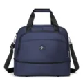 Gran bolsa de viaje azul oscuro con correa para el hombro, ideal para negocios. - Azul