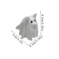 Vista dettagliata della statuetta in resina di cane fantasma di Halloween con misure. - Fantasma e Gatto