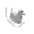 Primo piano dei dettagli dell'ornamento in resina di cucciolo fantasma bianco con occhi cavi. - Piccolo Dinosauro Fantasma