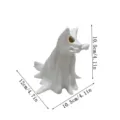 Vista dettagliata dell'ornamento in resina cane fantasma di Halloween con dimensioni esatte. - Cucciolo Fantasma con Osso