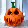 Halloween hollow pumpkin resin decoration, spooky carved desktop ornament gift for party. - Hollow Pumpkin Large Size