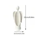 Scultura angelo astratto bianco portacandela, 25cm decorazione casa resina rustica. - Portacandele Angelo Bianco