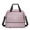 Detalle de bolsa de viaje rosa, bolsa de almacenamiento de equipaje de gran capacidad. - Violeta Claro