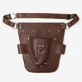 Bolsa de cintura para herramientas de cuero marrón, pouch portátil para tijeras de jardín. - Marrón