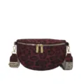 Bolso riñonera de terciopelo con estampado de leopardo para mujer bolso cruzado de moda - Burdeos
