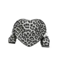 Bolso bandolera de corazón con estampado de leopardo negro blanco bolso casual de moda - Negro