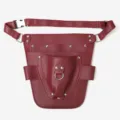 Bolsa de Cintura para Herramientas de Cuero PU Rojo Vino Múltiples Bolsillos para Podadora - Burdeos