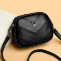 Bolso Bandolera Negro de Cuero PU Pequeño Bolso con Logo de Ciervo y Doble Cremallera - Estilo Decoración Ciervo / Negro