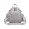 Mochila pequena de cuero suave gris mujer bolso cruzado viaje informal moda elegante - Gris