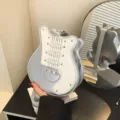 Bolso de hombro en forma de guitarra de moda para mujer, bolso único plateado y blanco. - Blanco