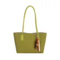Bolso tote de cuero tejido verde para mujer, bolso de hombro elegante de gran capacidad y uso diario. - Verde