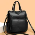 Mochila multifuncional negra elegante bolso de hombro informal para mujer diario - Negro