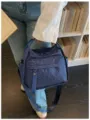 Moda bolso de mano impermeable de tela oxford a cuadros gran capacidad bolso cruzado casual - Azul
