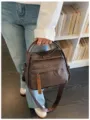 Bolso de mano casual de tela Oxford a cuadros marrones, elegante bolso cruzado. - Café