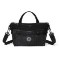 Bolso cruzado de lona a cuadros para mujer, ligero y elegante, ideal para uso diario o casual. - Negro