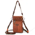 Bolso cruzado de cuadros casual para mujer, bolsa de teléfono ligera para deporte al aire libre. - Rojo Anaranjado