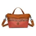 Bolso bandolera de cuadros casual para mujer, bolso ligero y elegante con múltiples cremalleras. - Rojo Ladrillo