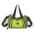 Bolsa de viaje verde oliva, bolso de hombro informal con bolsillo de red y correas. - Verde