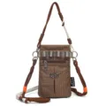 Bolso Bandolera Mini a Cuadros Marrón, Bolsito de Teléfono Outdoor con Correa de Cordón - Marrón Oscuro