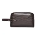 Bolso de Embrague con Patron de Cocodrilo para Hombre Marron Oscuro Casual con Correa - Marrón Grande