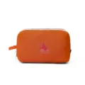 Nylon travel cosmetic bag in orange, large capacity waterproof toiletry pouch for outdoor use. - Orange