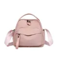 Minimalist pink nylon crossbody shoulder bag, lightweight casual daily commuter handbag. - Pink