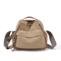 Minimalist khaki backpack handbag, versatile casual shoulder bag for daily commute. - Khaki