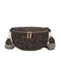 Riñonera con estampado de leopardo para mujer elegante bolso de pecho cruzado ajustable - Café