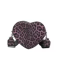 Bolso cruzado de corazón para mujer con estampado de leopardo, bolso de hombro elegante y moderno. - Púrpura