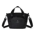 Elegante bolso bandolera negro con cuadrícula para mujer, bolso de viaje ligero con correa. - Negro