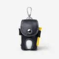Genuine leather golf ball pouch with metal hook and tee holders, portable waist hanging case. - Blue