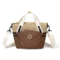 Elegante bolso bandolera de cuadros marrones para mujer, bolso de hombro de viaje casual. - Caqui