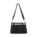 Bolso cruzado de mezclilla negra con diseño de falda y cinturón brillante para mujeres casuales. - Estilo 2 Negro