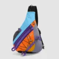Mochila cruzada multifuncional de bloques de color, bolso de hombro casual para viajes. - Azul