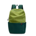 Two-tone travel backpack, green color block casual school bag, large capacity daily daypack. - Dark Green
