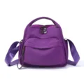 Purple nylon shoulder bag casual crossbody handbag multi-pocket daily commute purse - Purple