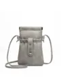 Bolso bandolera gris minimalista para teléfono con cordón y un bonito colgante de corazón. - Gris claro