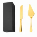 Ensemble couteau à gâteau et pelle en acier inoxydable avec boîte cadeau dorée pour mariage. - Set Or (Coffret Cadeau)