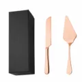 Ensemble couteau et pelle à tarte en acier inoxydable rose gold avec coffret cadeau. - Set Or Rose (Coffret Cadeau)
