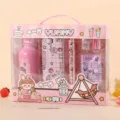Süßes Cartoon Schreibwaren Geschenkset mit pinker Trinkflasche und Federmäppchen für Kinder. - Rosa Mädchen