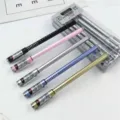 Metal gel pens 0.5mm fine point smooth writing black ink stationery school office supplies detail view - Mixed
