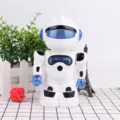 Kreativer weißer und blauer Roboter elektrischer Spitzer für Kinder Schreibwaren Bürobedarf. - Blau