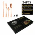 coffret de couverts en acier inoxydable or rose 24 pcs avec boîte cadeau élégante. - Boîte cadeau à double porte / Or rose