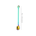 Longue cuillère à café arc-en-ciel en acier inoxydable 304 avec trou suspendu. - Arc-en-ciel