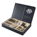 Set de couverts 24 pièces en acier inoxydable en coffret cadeau, élégant kit de coutellerie. - Ensemble de 24 Pièces / Argent
