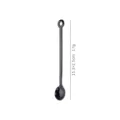 Petite cuillère ronde en acier inoxydable avec trou et long manche pour café 15.3cm - Noir