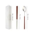 Ensemble de vaisselle portable en acier inoxydable avec cuillère et boîte de rangement. - Set Cuillère et Baguettes (Boîte transparente)