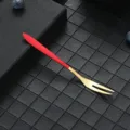 Stainless steel fruit fork, red and gold dessert cake fork, elegant tableware for home use. - 304 Red