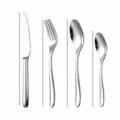 Stainless steel cutlery set, 4-piece modern silverware flatware set with thick handles now. - Silver 4-Piece Set