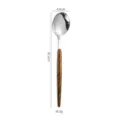 Cuillère à dîner en acier inoxydable avec manche imitation bois, longueur 20.2cm. - Cuillères à dîner argentées